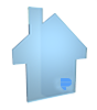 Acrylglasplatte in Haus-Form konturgefräst <br>einseitig 4/0-farbig bedruckt