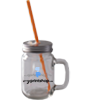 Henkelglas mit Deckel und Strohhalm, bedruckt in brillanter Fotoqualität mit Ihrem Motiv